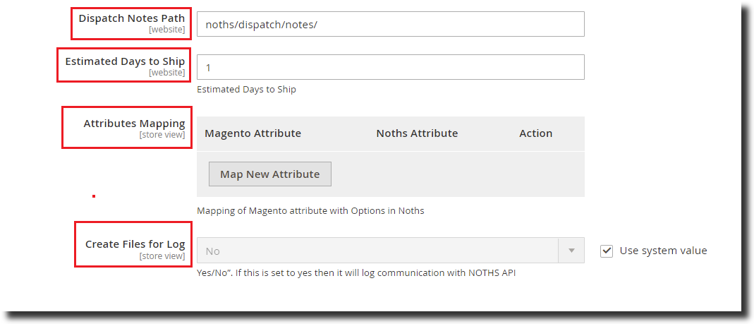 Not on the high street (NOTHS) dispatch notes