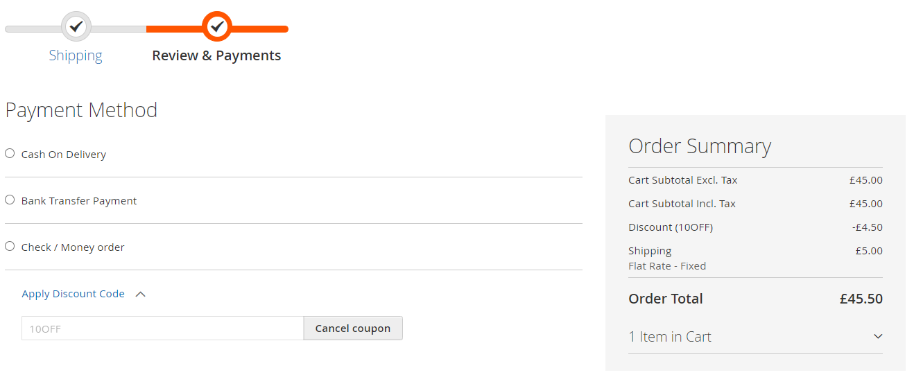 Magento 2 discount coupon