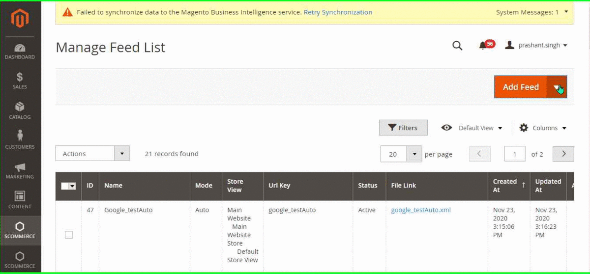 Magento 2 Add feed