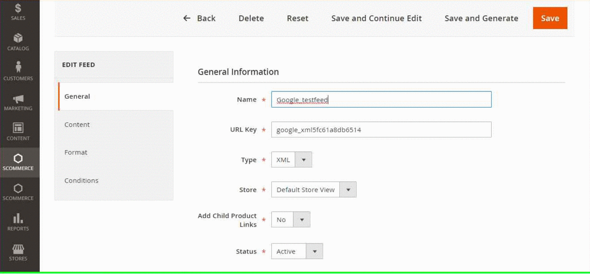 Magento 2 feed general settings
