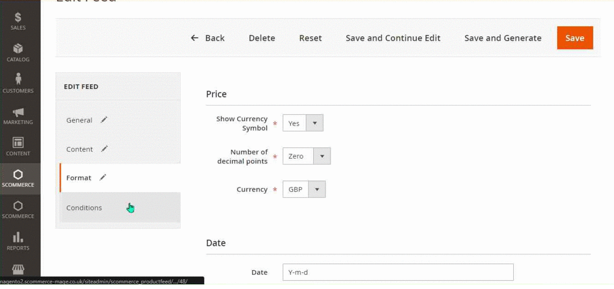 Magento 2 feed conditions