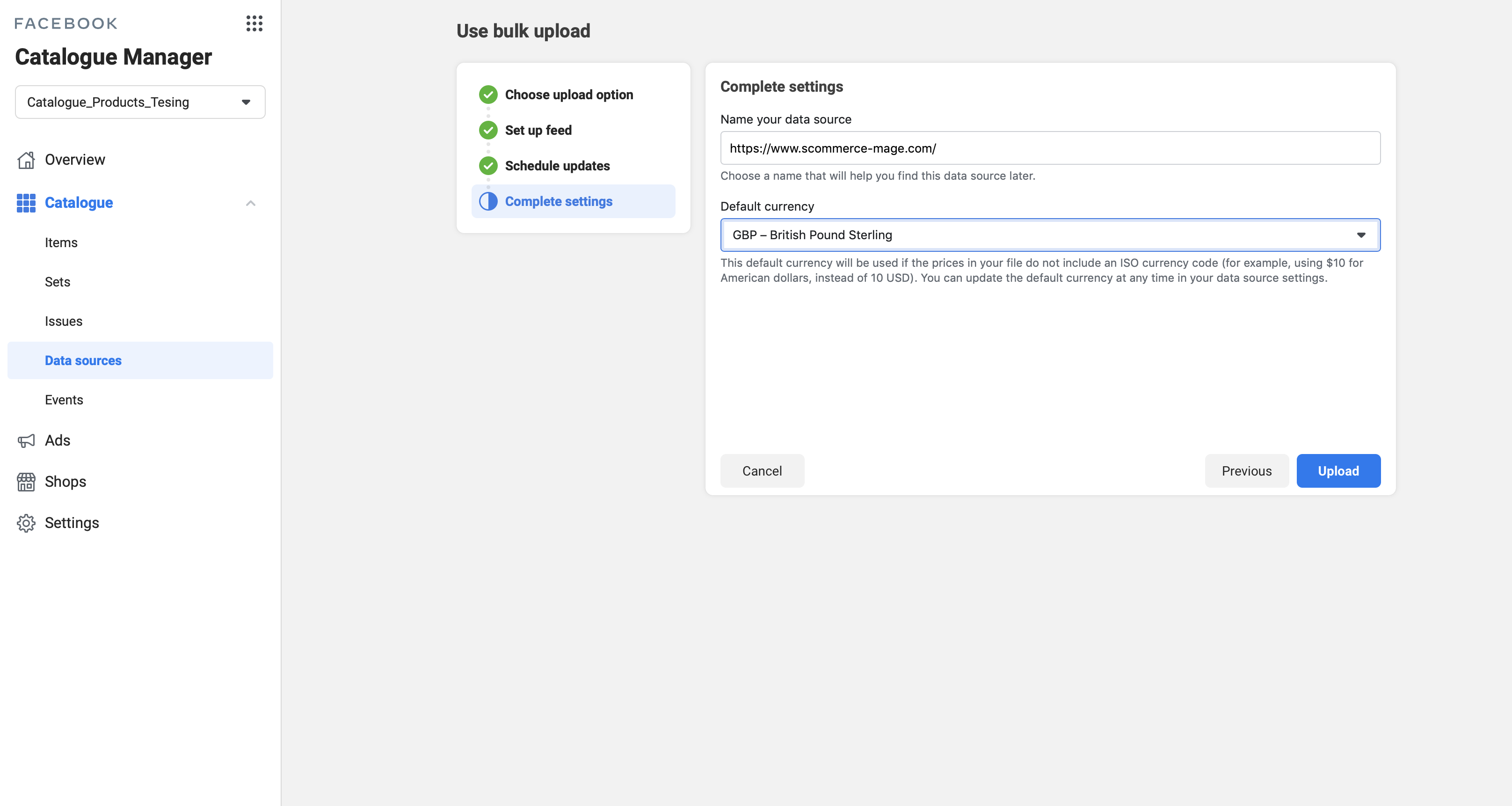 Facebook Feed complete settings