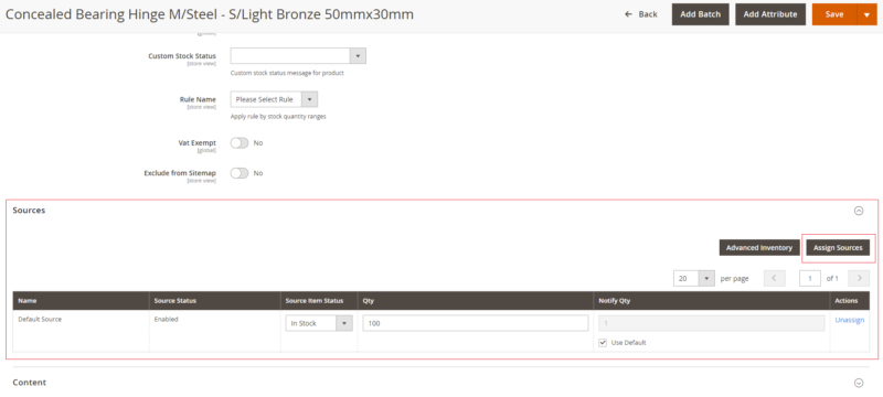 Magento 2 assign sources