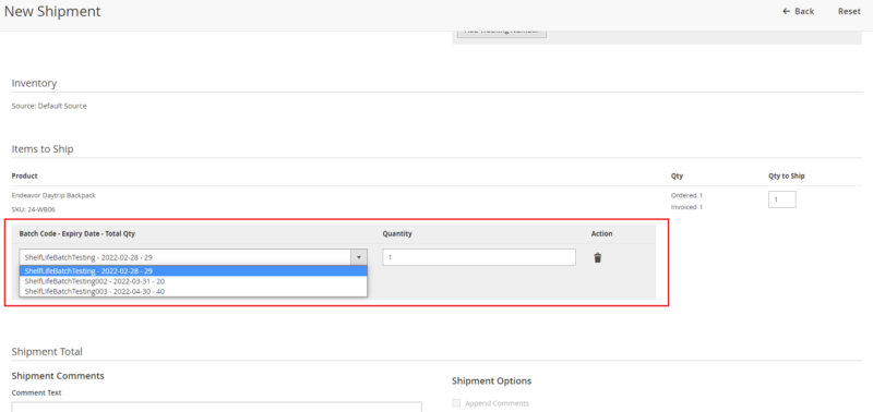 manual selection example