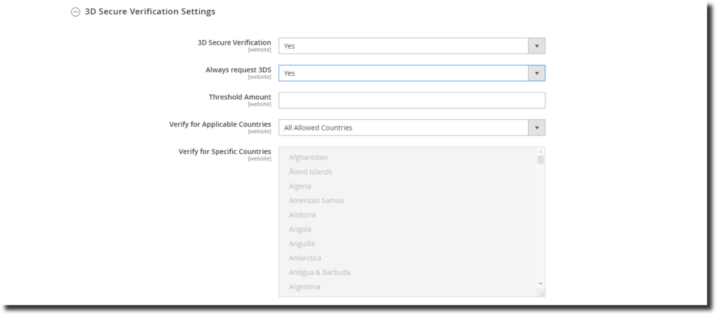 setup Braintree in Magento 2 : 3D Verification Settings