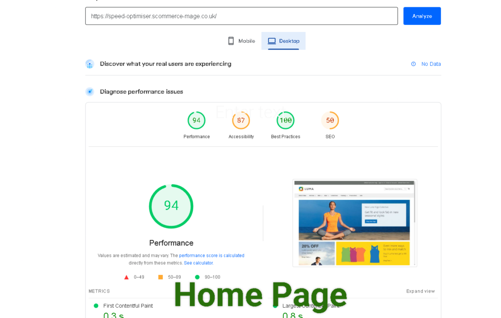 Magento 2 Full Page Cache Warmer: home_page_speed