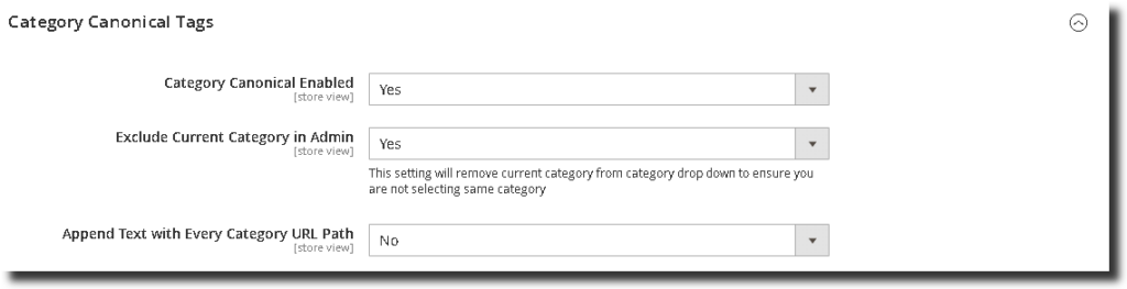 Category Pages Canonical URL Config