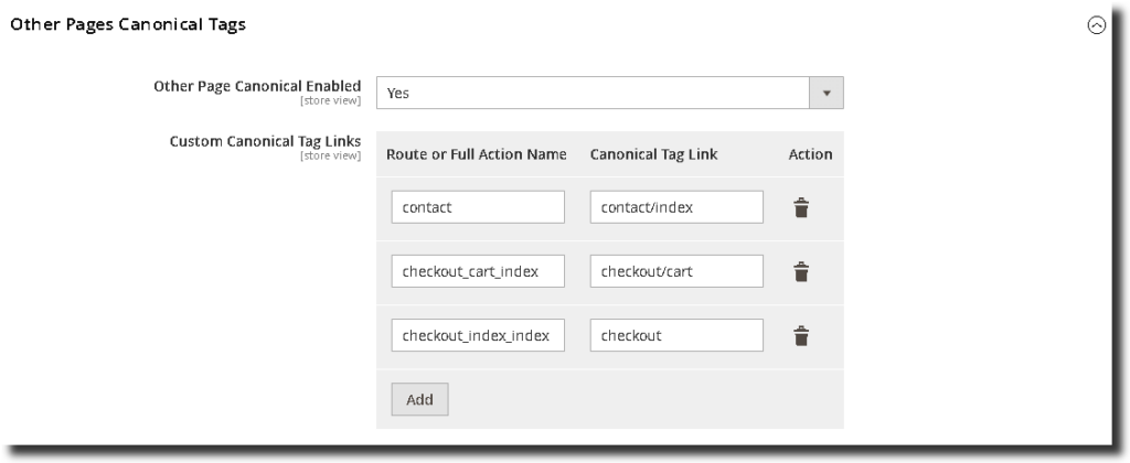 Other Pages Canonical URL Config