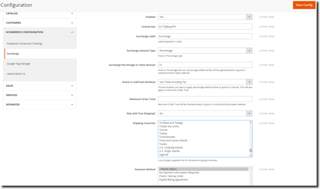 Magento 2 product handling fee: configuration