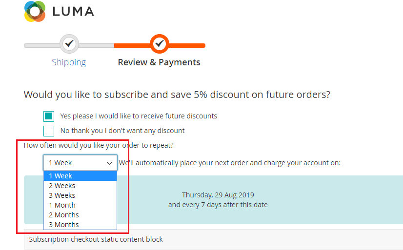 Front-end - Frequency Selection Drop-down