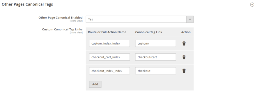 canonical custom tag links