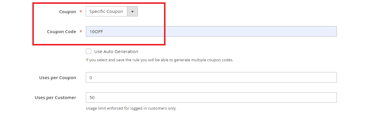 custom options coupon