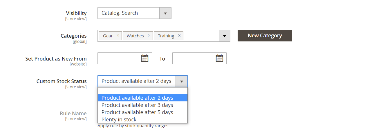 Add custom stock status manually