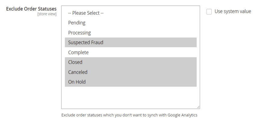 GA sync order statues