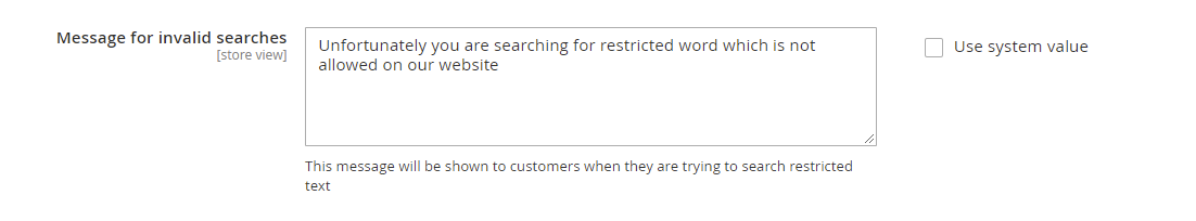 message on invalid search