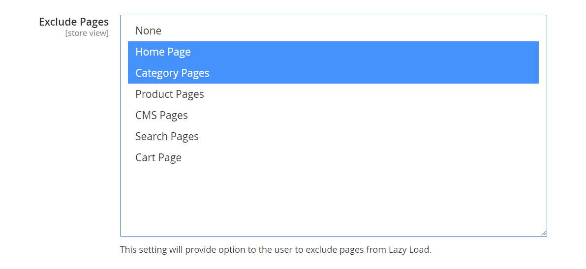 Lazy loading exclude pages