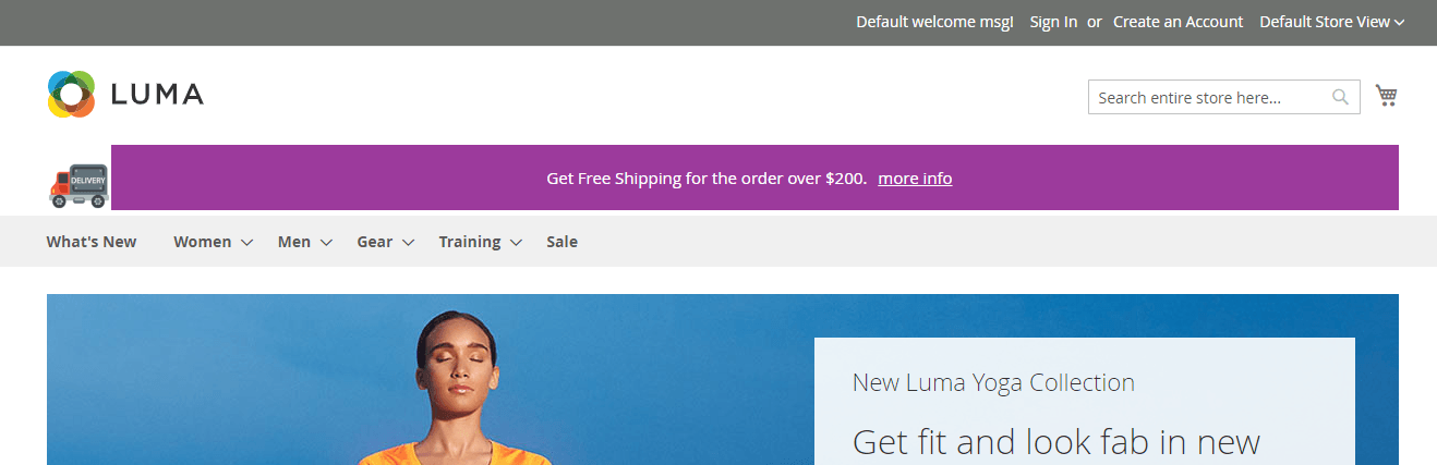 Shipping bar home page