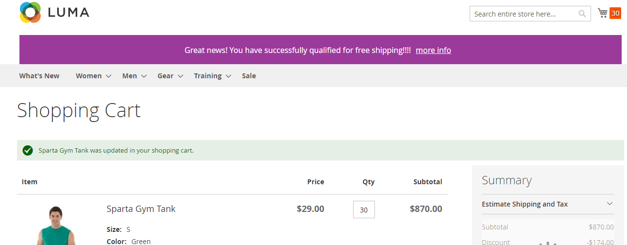 Free shipping bar success