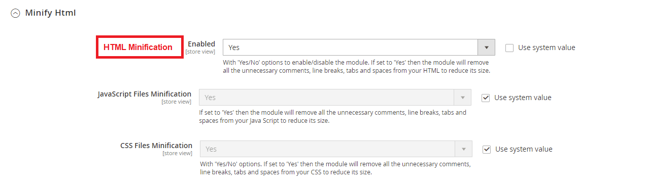 Speed optimizer minification