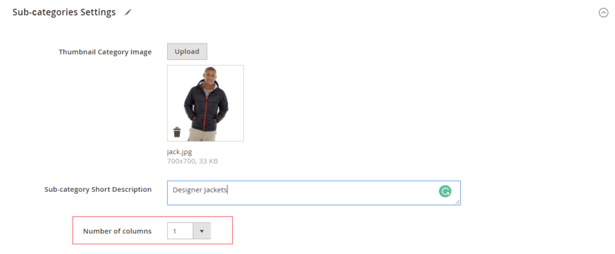 subcategory Grid/List view