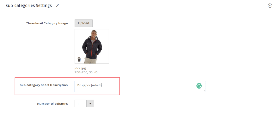 subcategory description