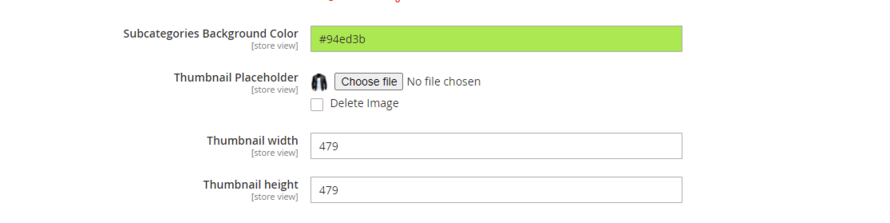subcategory settings