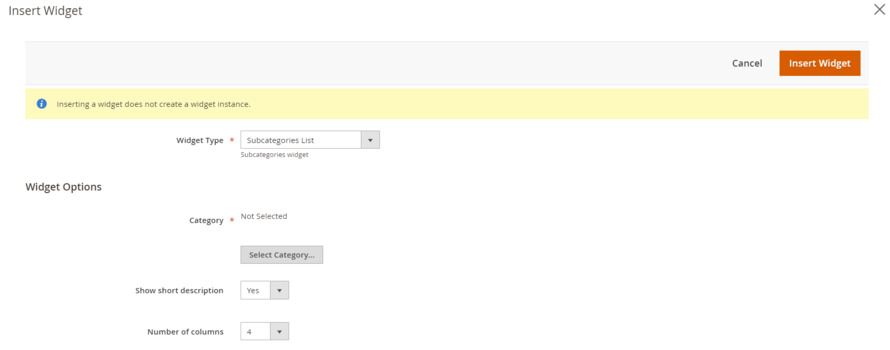 subcategory widget