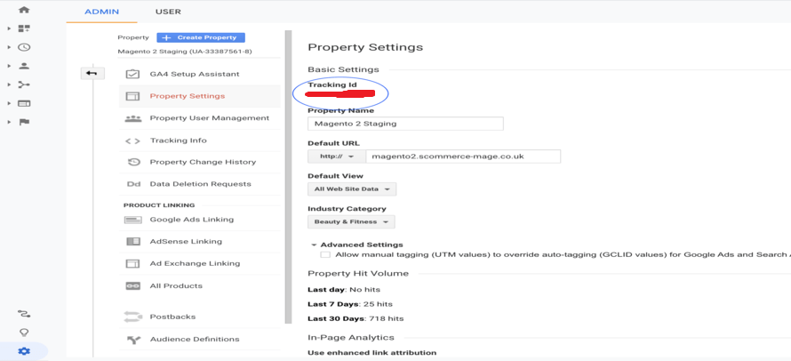 GA sync analytics account id